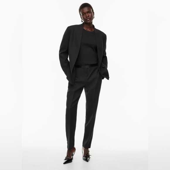 NWT Aritzia Babaton Elaborate Pant Black Size 4 wool mid-rise cigarette pants - Picture 2 of 16